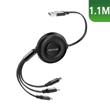 Rixus RXUC25 Multi Charging 3 in 1 intrekbare snellaadkabel