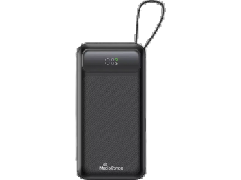 MediaRange Powerbank 10000mAh met geïntregreede oplaadkabel