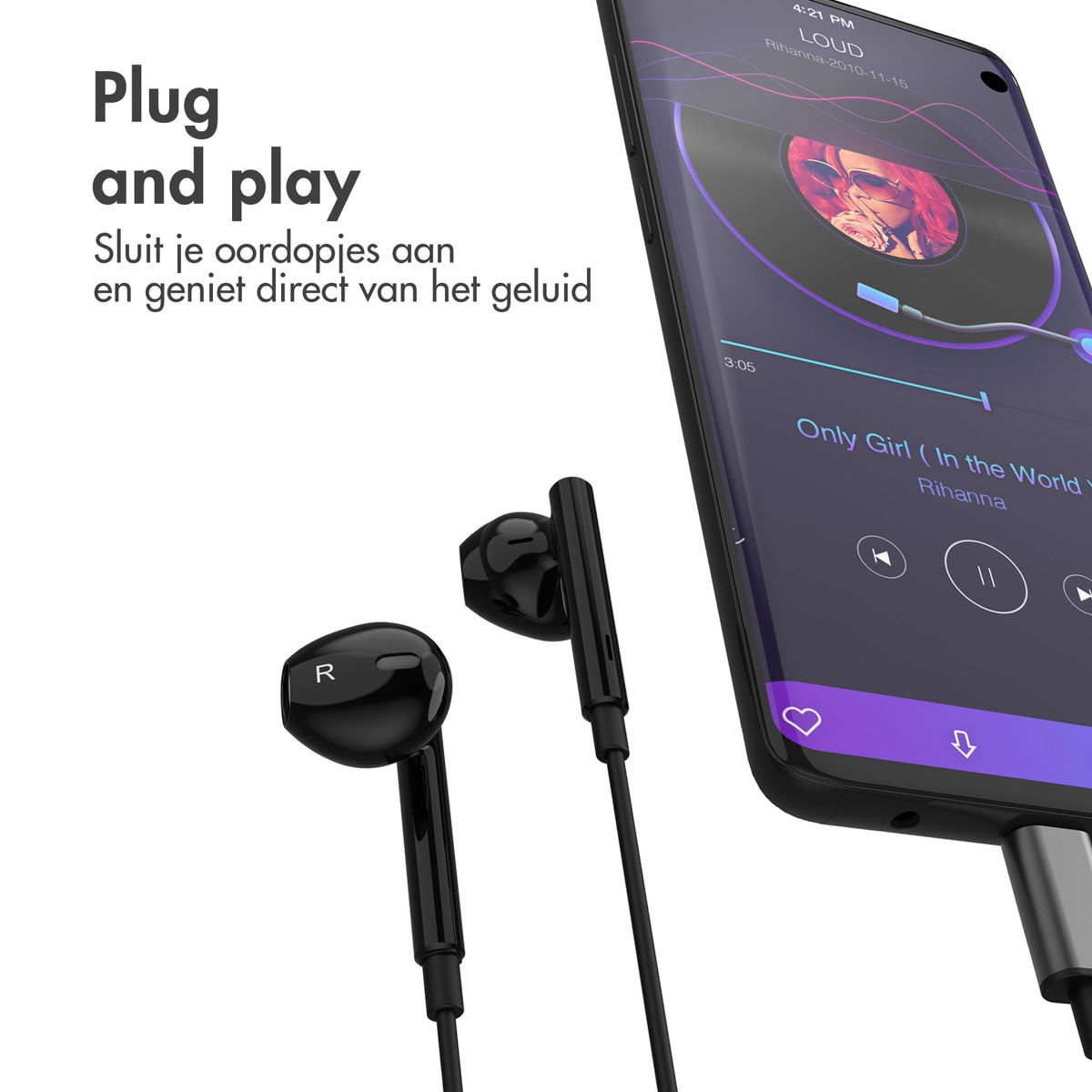 Accezz In-Ear Oordopjes Bekabeld USB-C Zwart