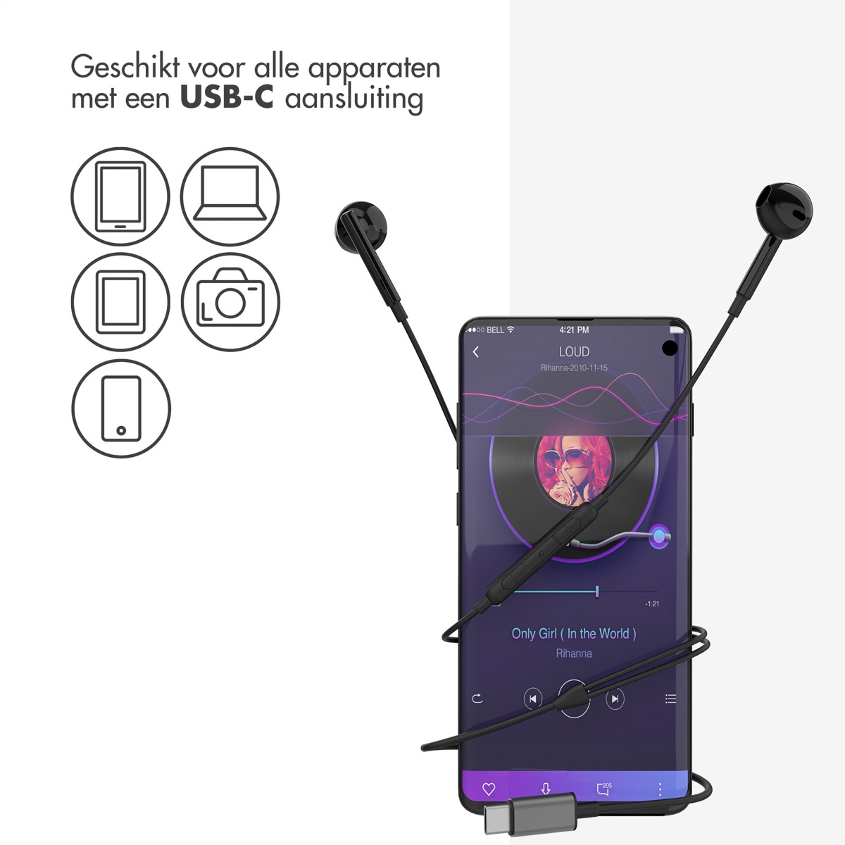 Accezz In-Ear Oordopjes Bekabeld USB-C Zwart