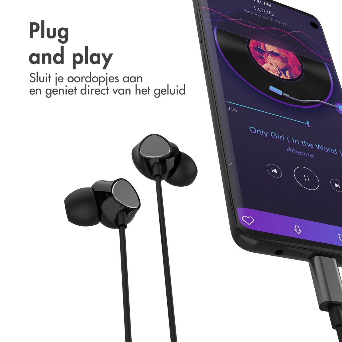 Accezz In-Ear Oordopjes Bekabeld USB-C Zwart