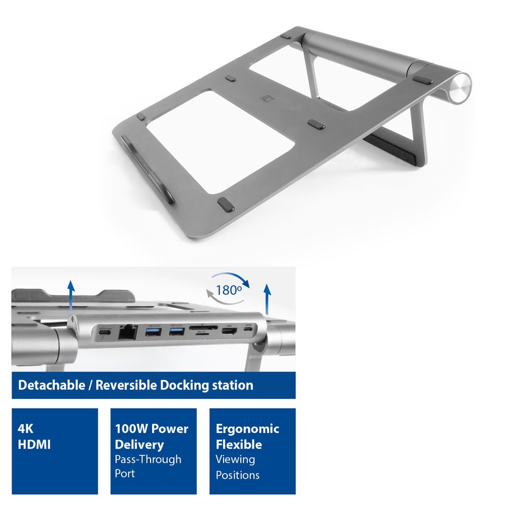 ACT Laptop standaard met afneembaar dockingstation