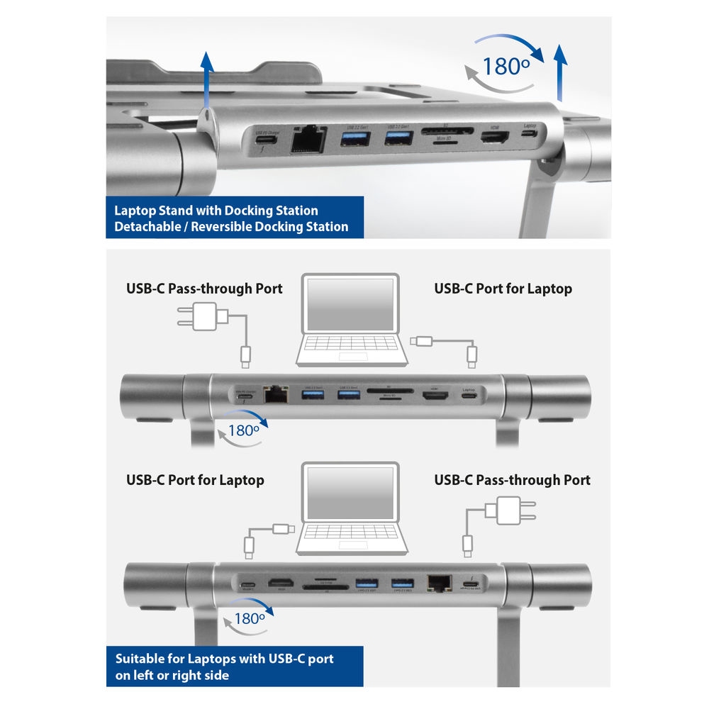 ACT Laptop standaard met afneembaar dockingstation