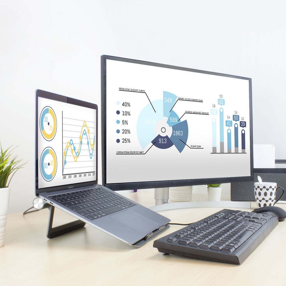 ACT Laptop standaard met afneembaar dockingstation