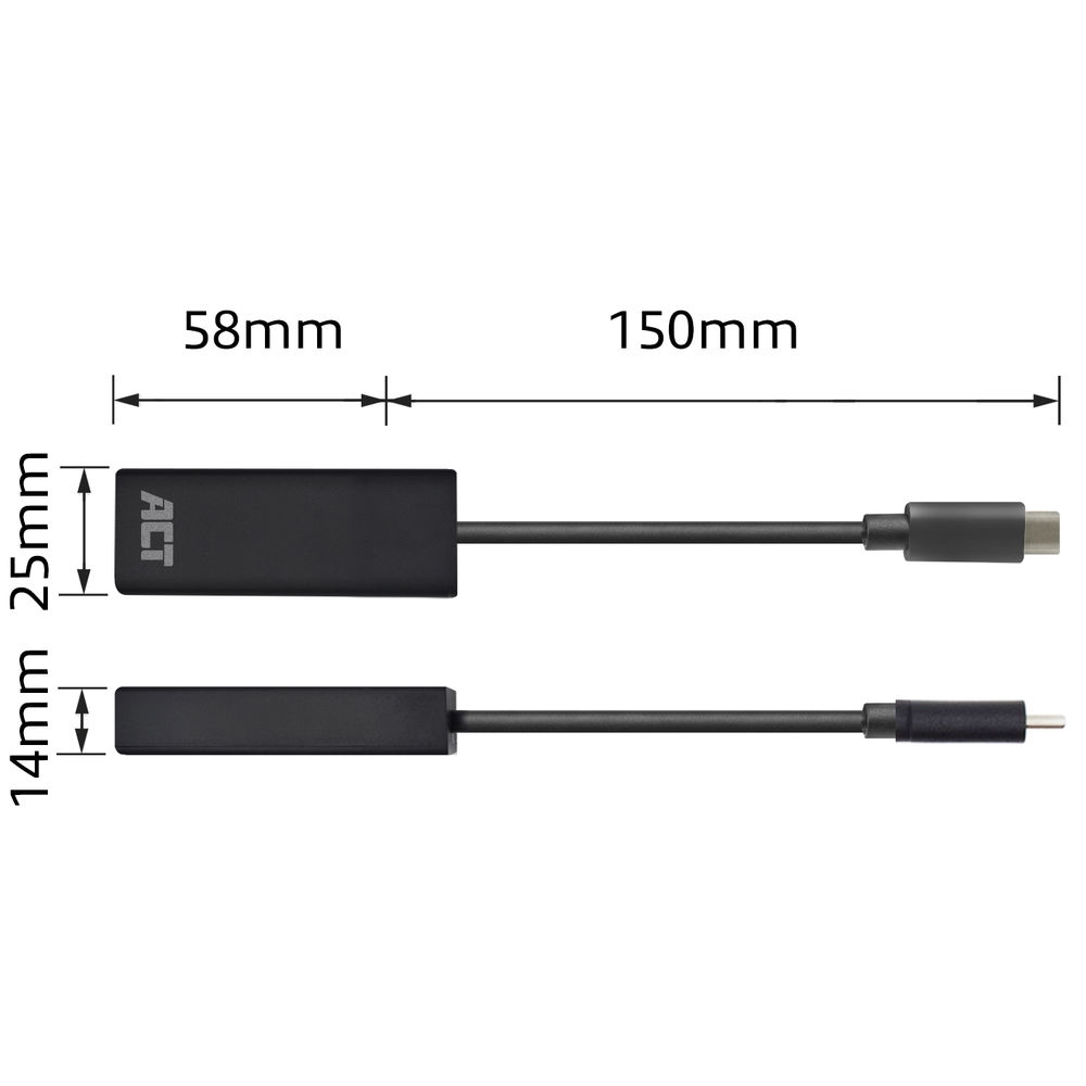 ACT USB-C Gigabit Netwerk Adapter 15cm