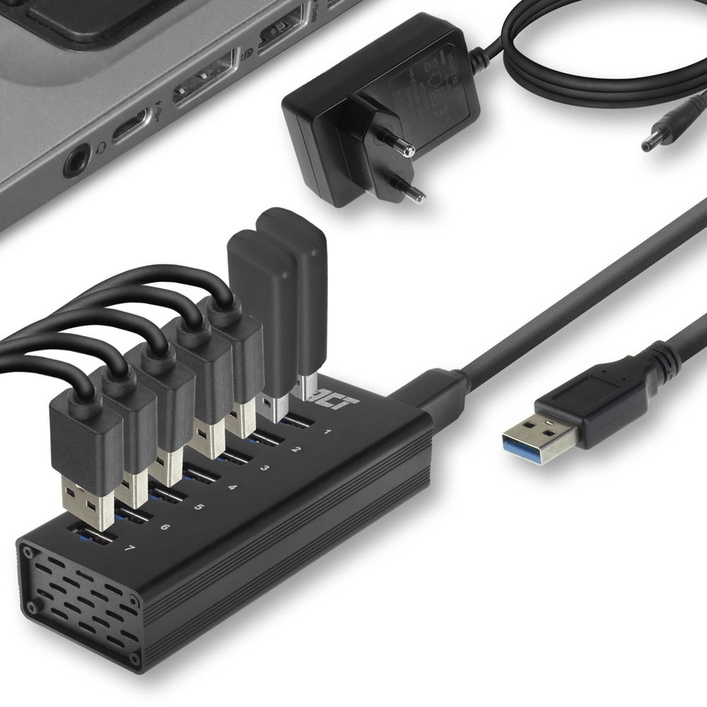 ACT USB Hub met Power Supply 7 port