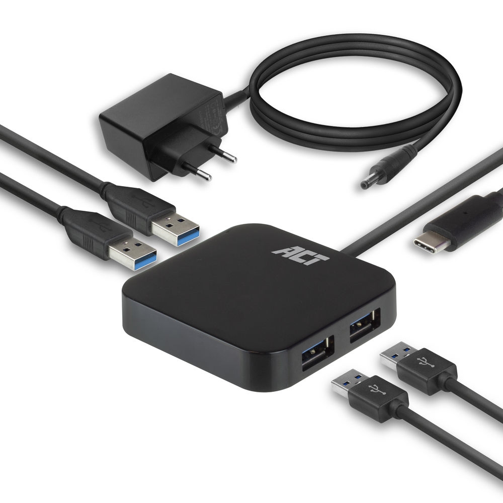 ACT USB Hub with Power Sypply 4-Port