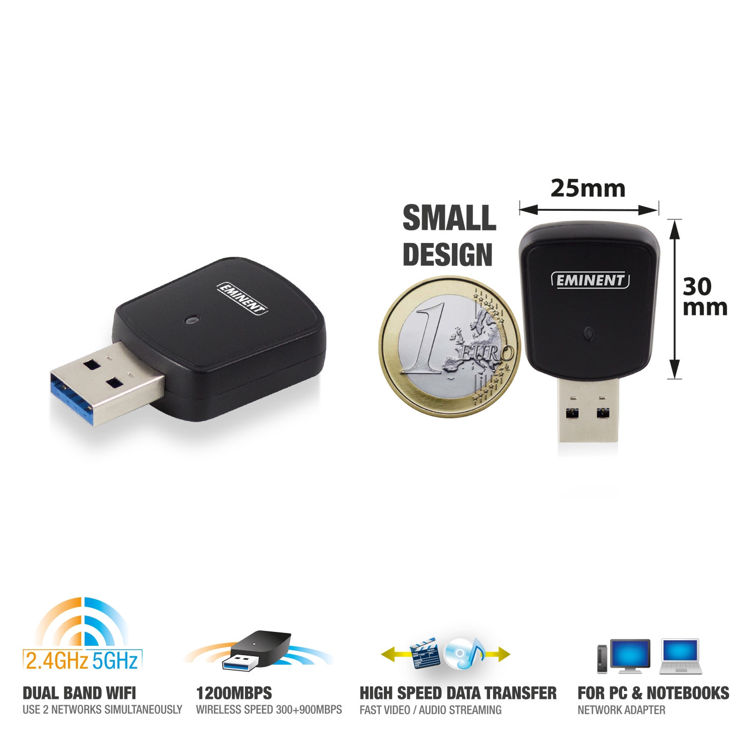 Eminent Mini Wireless Adapter AC1200