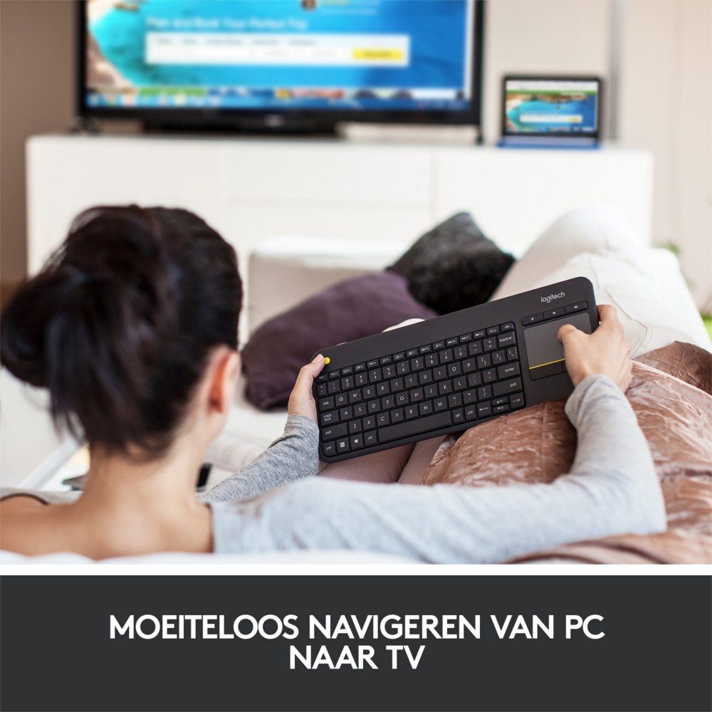 Logitech K400 Plus Wireless Touch Keyboard Zwart