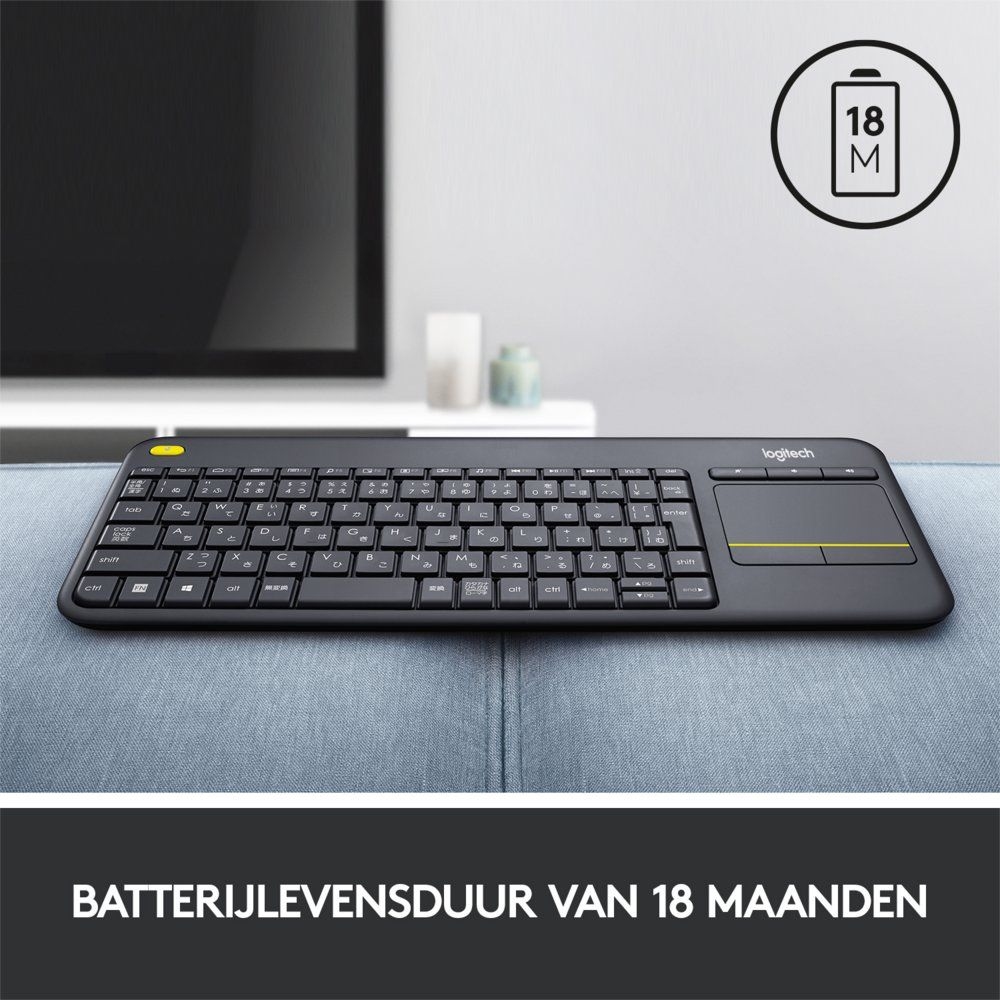 Logitech K400 Plus Wireless Touch Keyboard Zwart