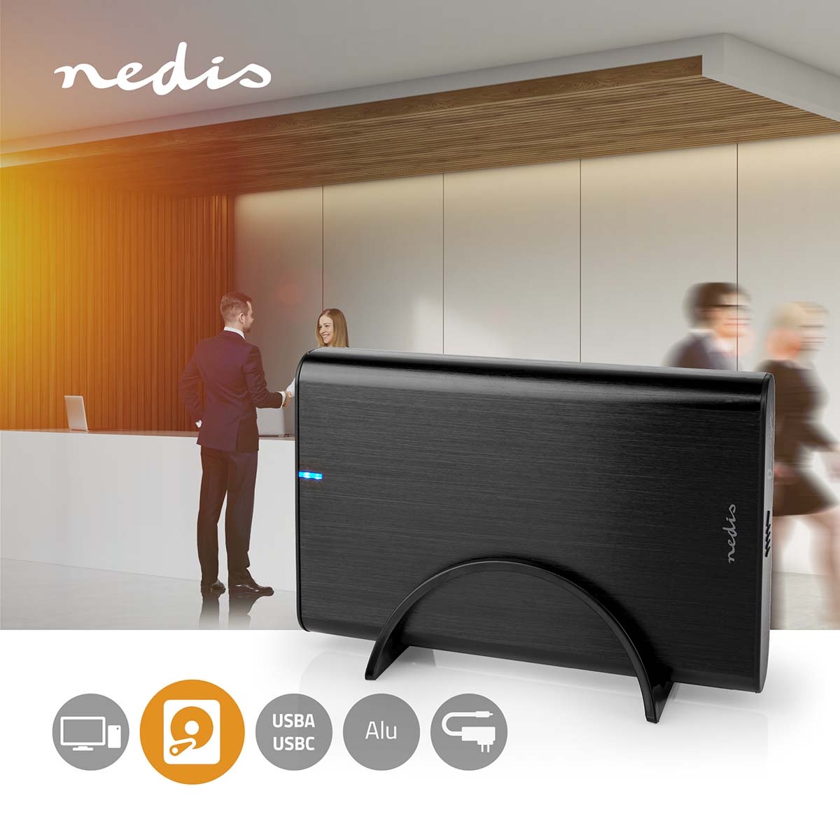 Nedis Hardeschijf Behuizing 3,5" SATA HDD/SSD