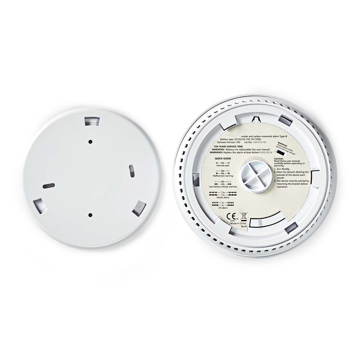 Nedis Rook en Koolmonoxide melder batterij gevoed