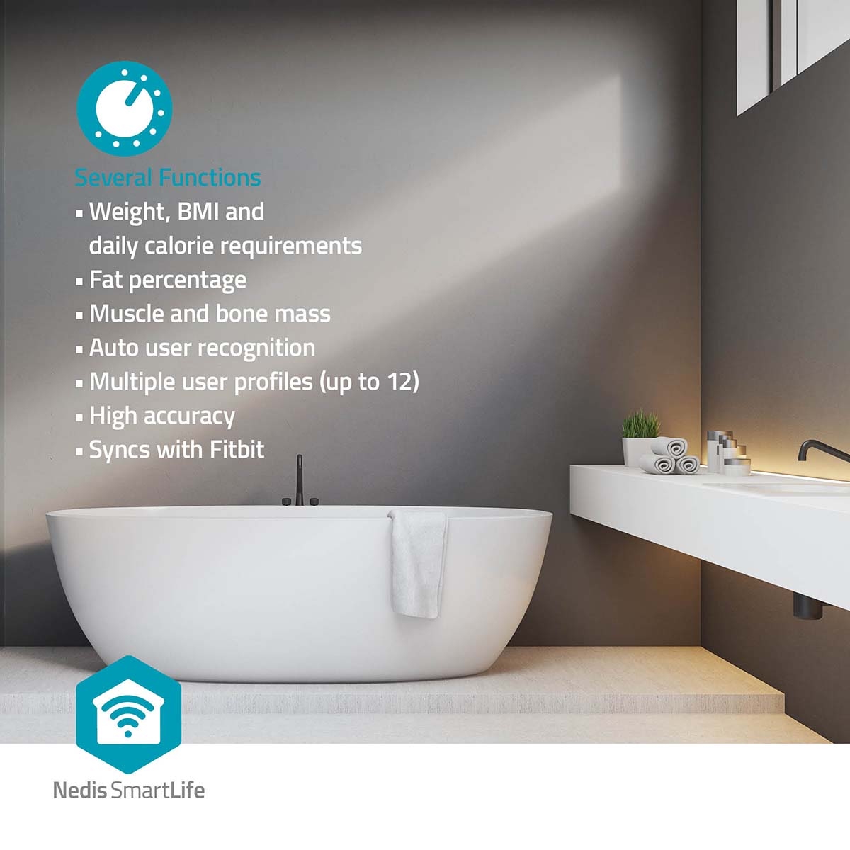 Nedis SmartLife Personenweegschaal