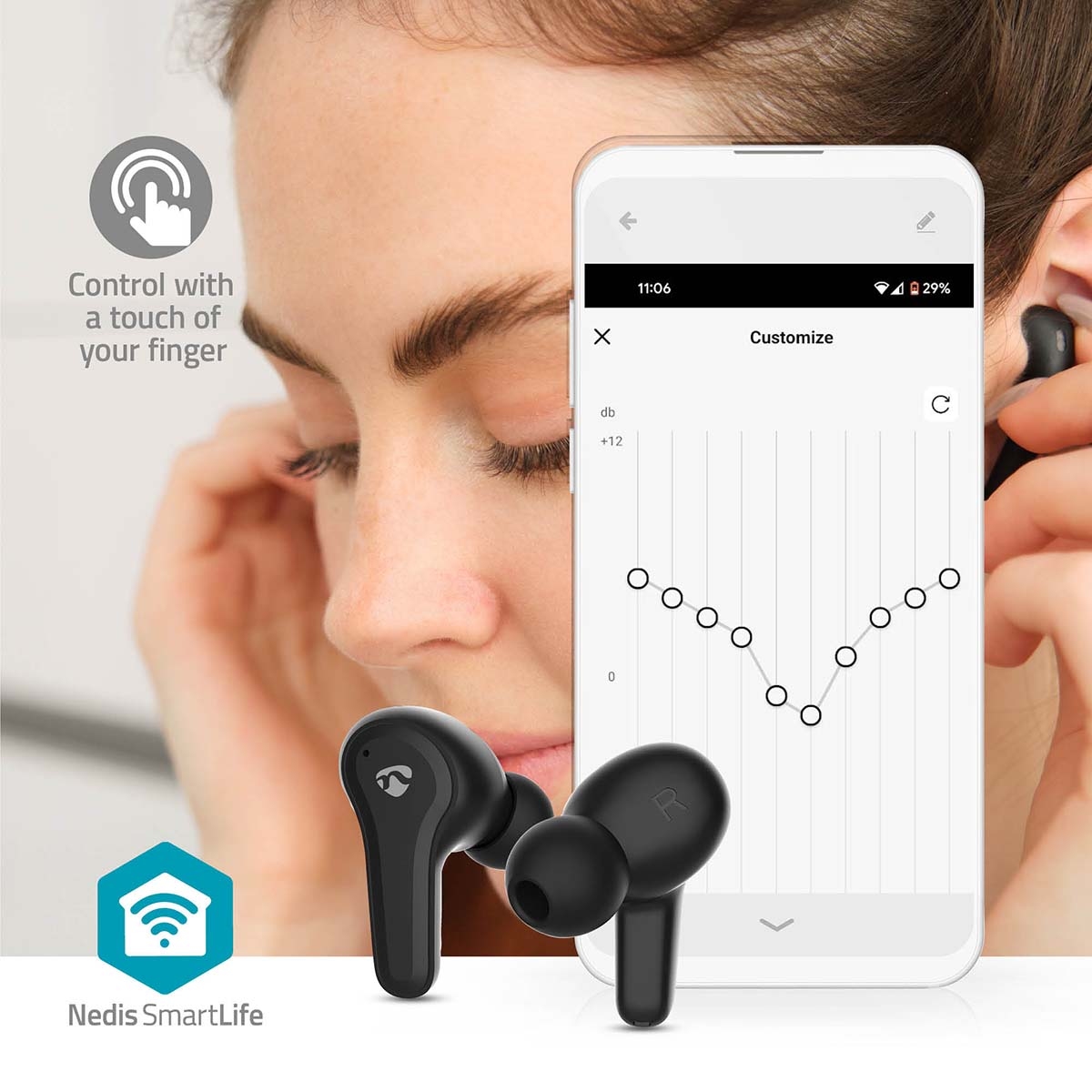 Nedis SmartLife Volledig Draadloze Oordopjes ENC+ANC