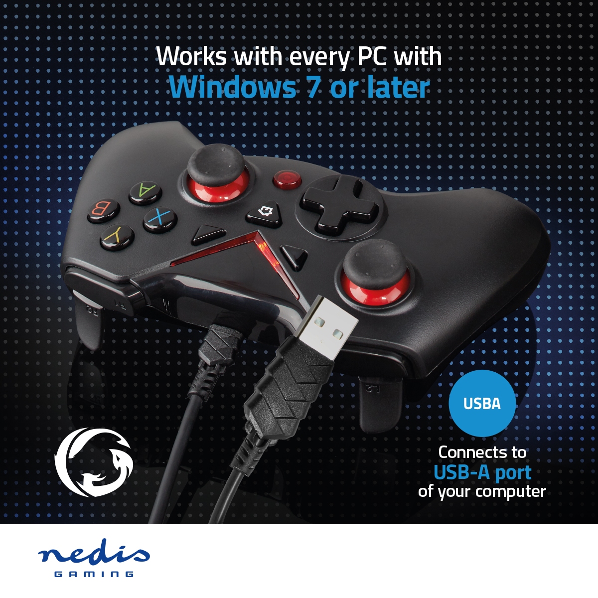 Nedis Wired Gamepad with force vibration