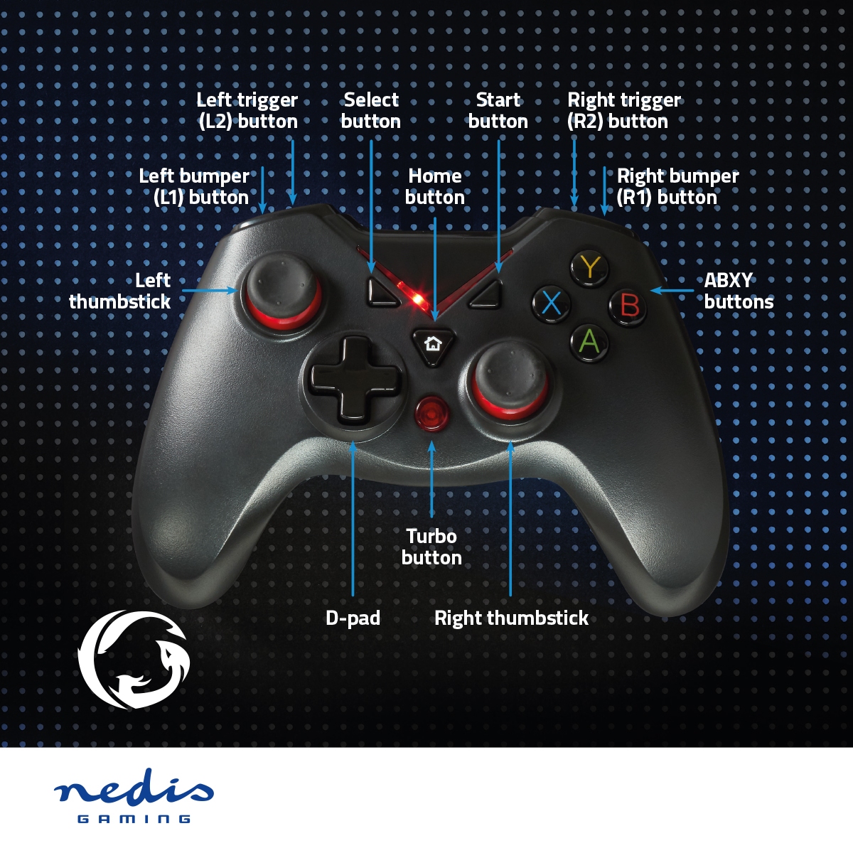 Nedis Wired Gamepad with force vibration