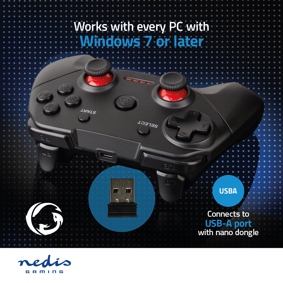 Nedis Wireless Gamepad with force vibration