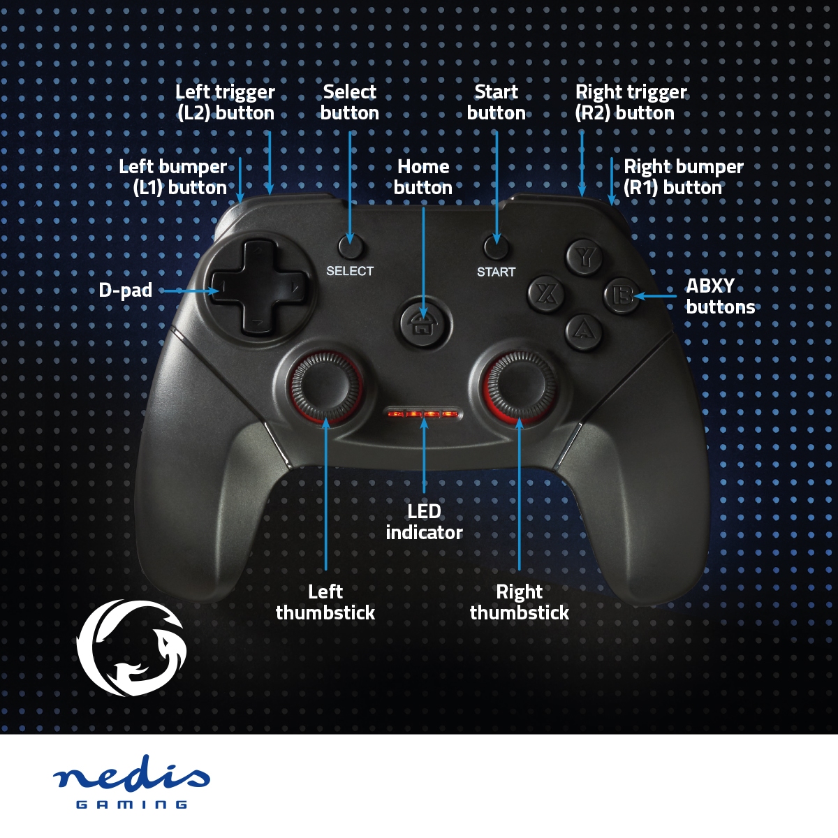 Nedis Wireless Gamepad with force vibration