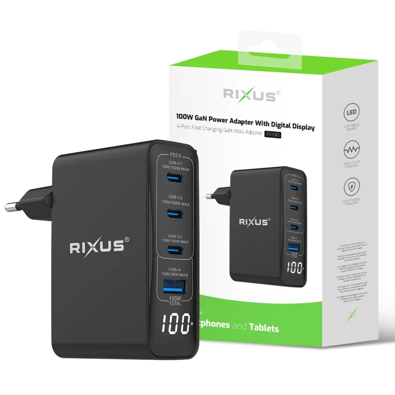 Rixus RX100 GaN Voedingsadapter 100W