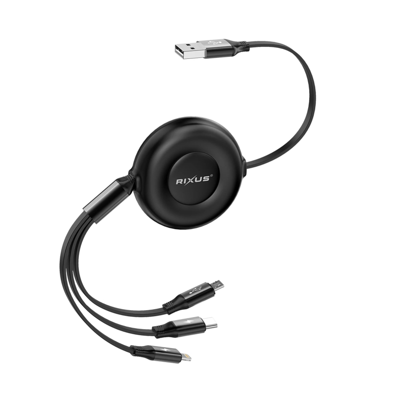 Rixus RXUC25 Multi Charging 3 in 1 intrekbare snellaadkabel