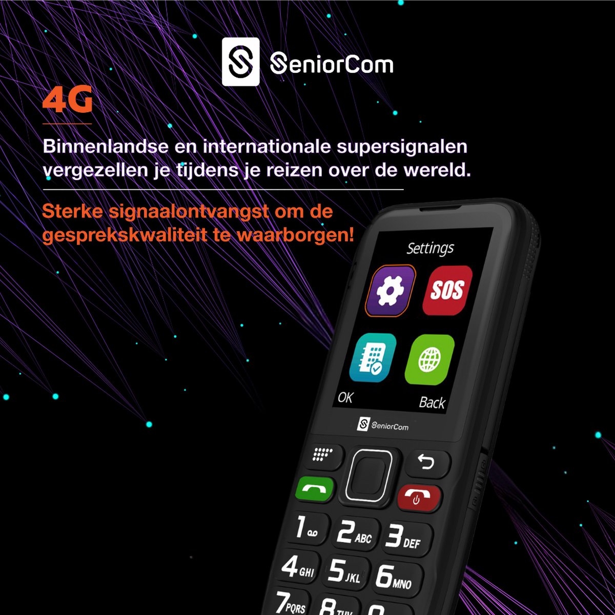 SeniorCom T24 Seniorentelefoon 4G met noodknop en camera