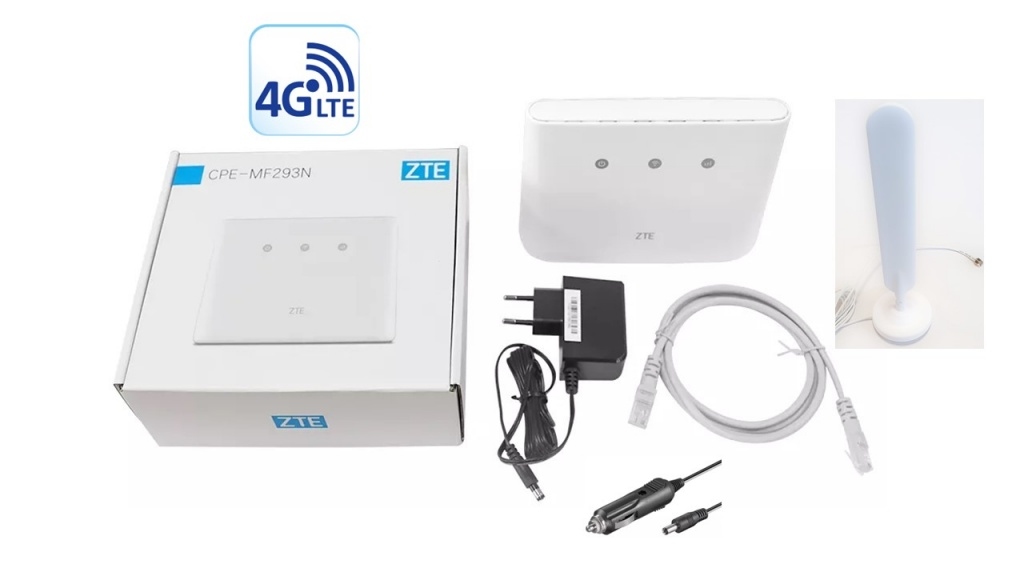 ZTE MF293N LTE 4G/WiFi router + Antenne set